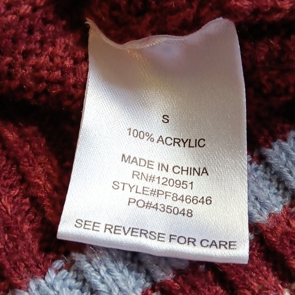 Burgundy Aztec Open Front Cardigan Sweater Women's Small - Picture 8 of 8